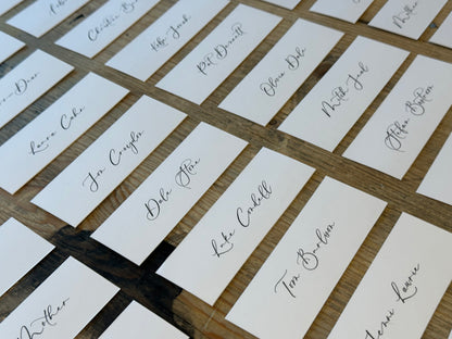 Printed Flat Wedding Place Cards | White Personalised Table Name Cards