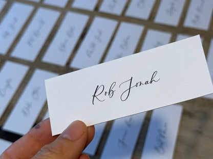 Printed Flat Wedding Place Cards | White Personalised Table Name Cards