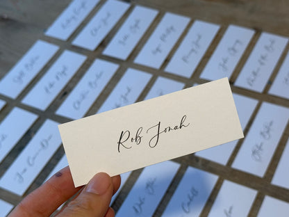 Printed Flat Wedding Place Cards | White Personalised Table Name Cards
