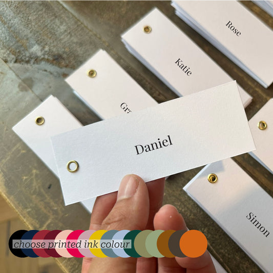 Printed Wedding Place Cards with Eyelet | Add Your Own Ribbon