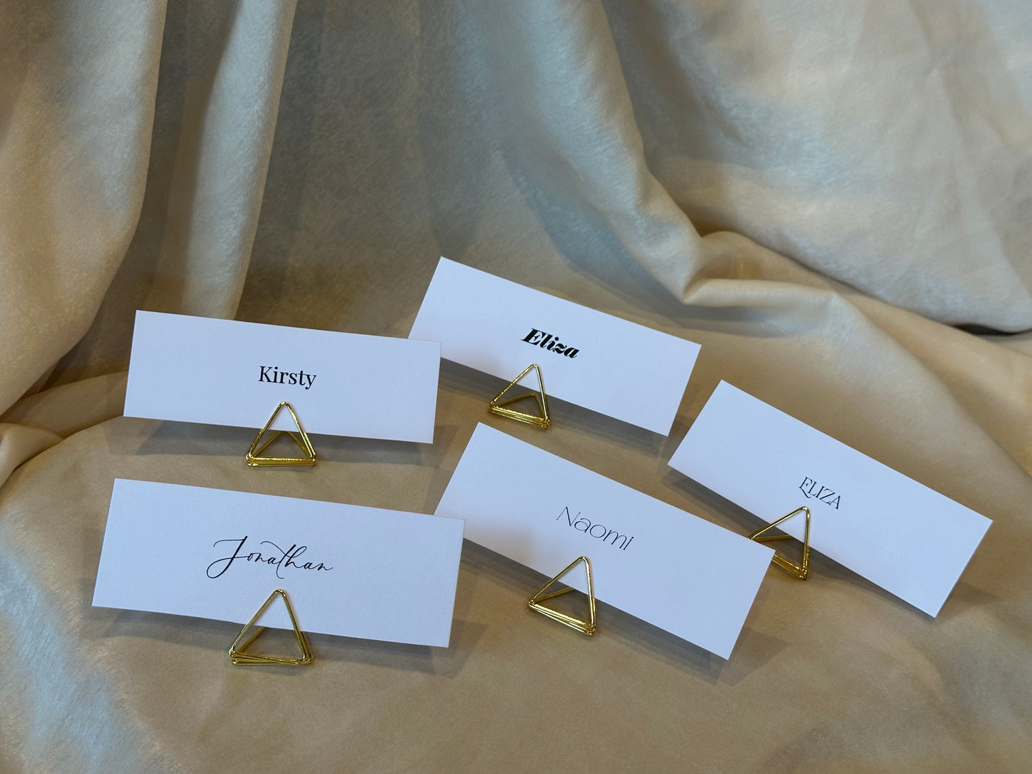 WHITE Minimal Printed Place Name Card | Sophisticated Wedding Printed Guest Names Place Name Card | Flat Place Card