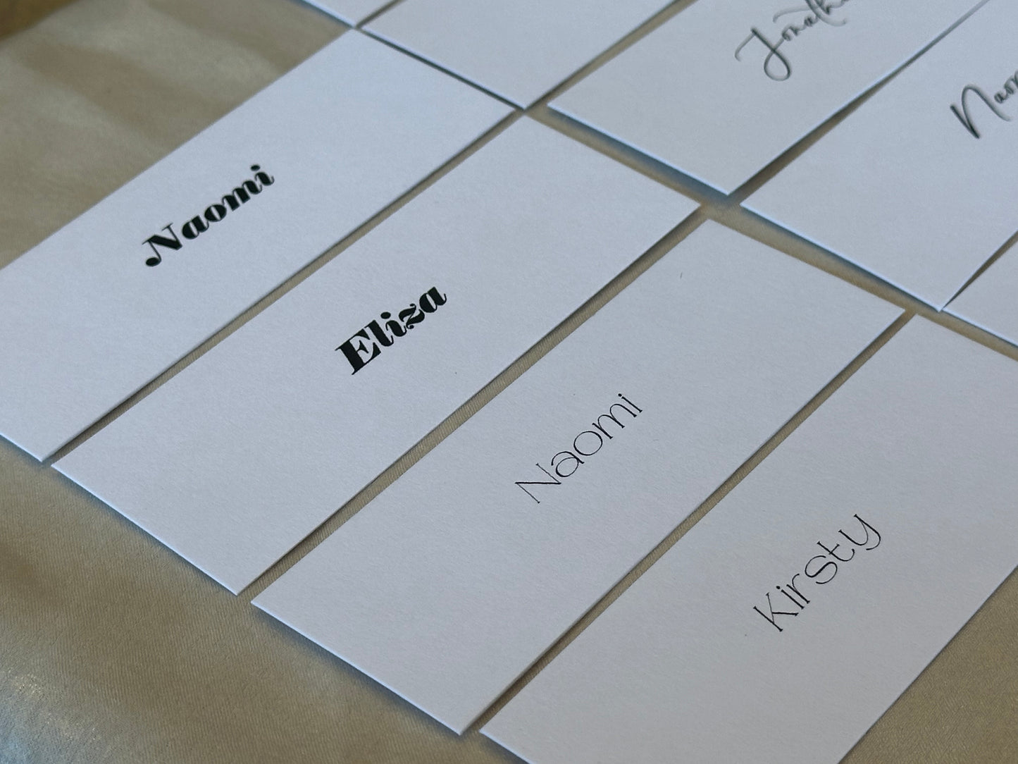WHITE Minimal Printed Place Name Card | Sophisticated Wedding Printed Guest Names Place Name Card | Flat Place Card