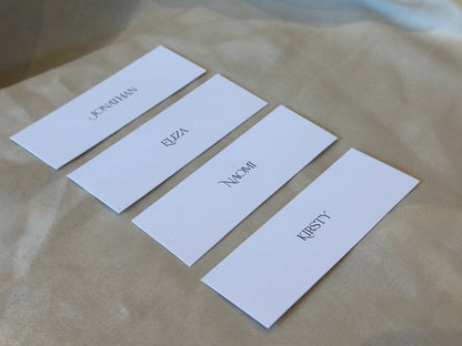 WHITE Minimal Printed Place Name Card | Sophisticated Wedding Printed Guest Names Place Name Card | Flat Place Card