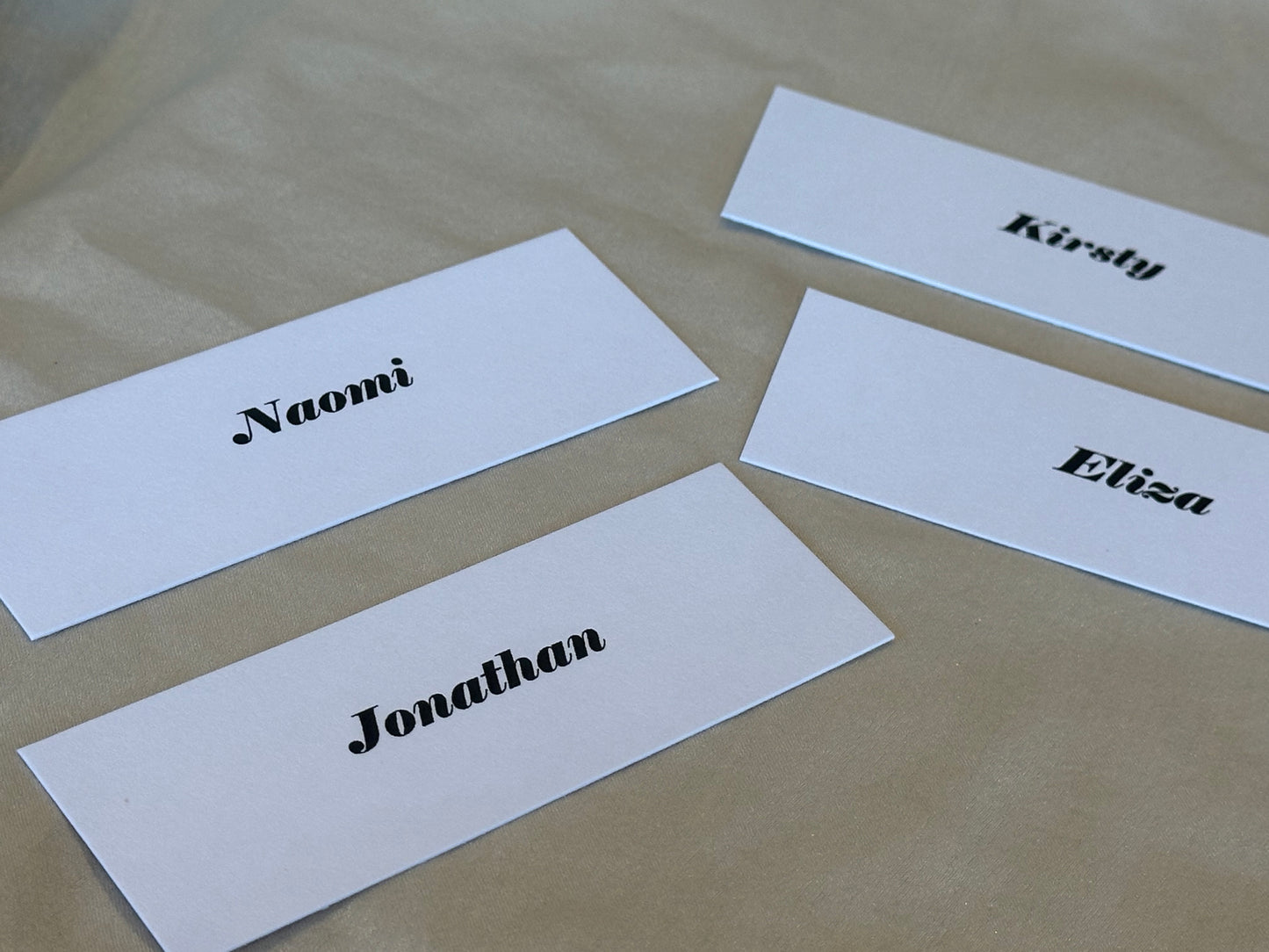WHITE Minimal Printed Place Name Card | Sophisticated Wedding Printed Guest Names Place Name Card | Flat Place Card