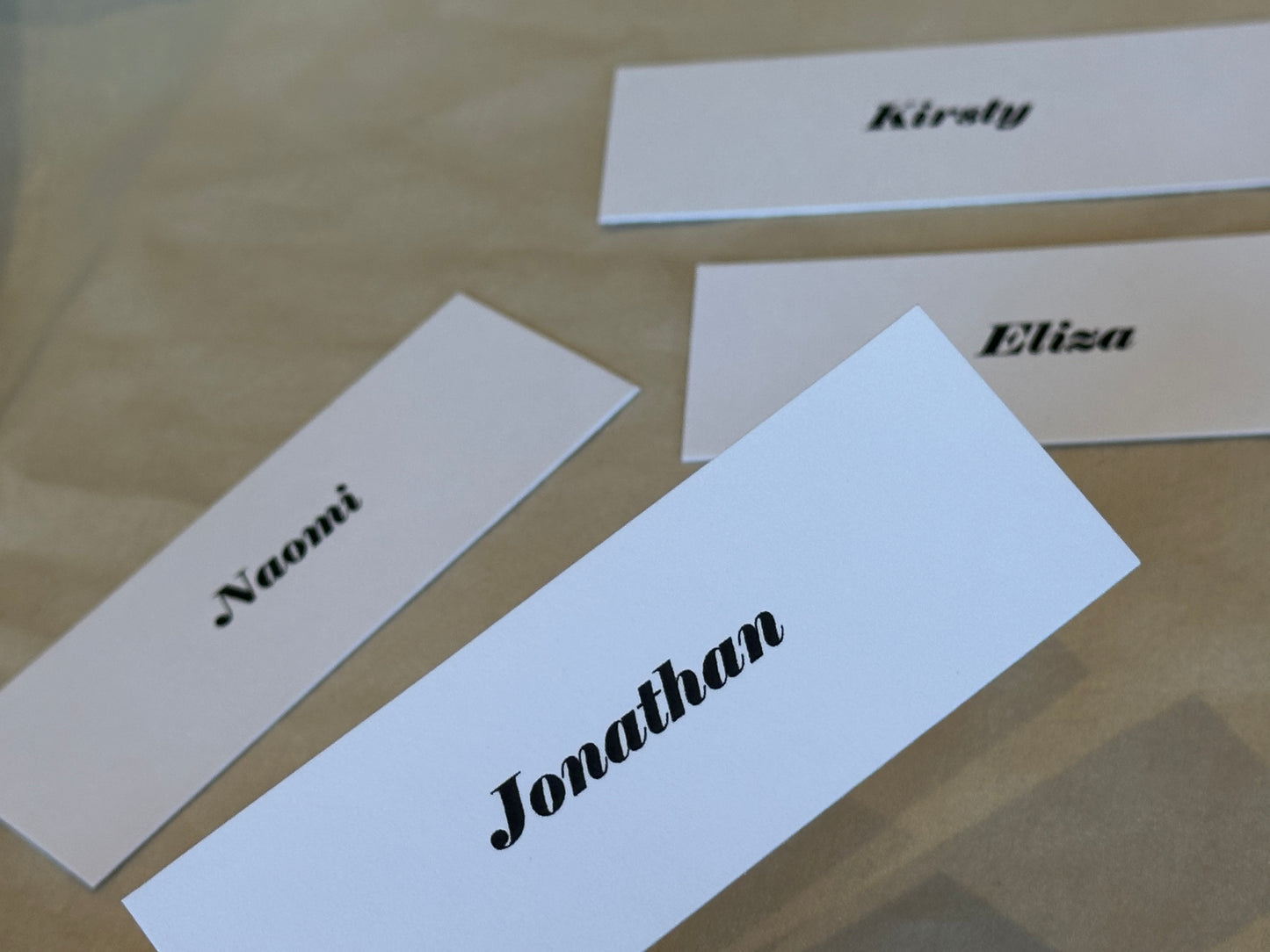 WHITE Minimal Printed Place Name Card | Sophisticated Wedding Printed Guest Names Place Name Card | Flat Place Card