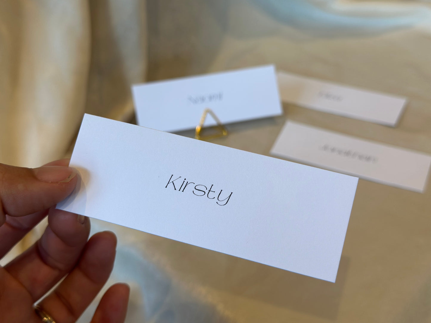 WHITE Minimal Printed Place Name Card | Sophisticated Wedding Printed Guest Names Place Name Card | Flat Place Card
