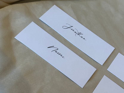WHITE Minimal Printed Place Name Card | Sophisticated Wedding Printed Guest Names Place Name Card | Flat Place Card