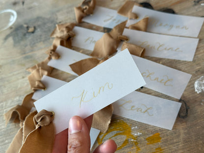 Custom Ribbon Wedding Place Cards | Vellum Translucent Card with Your Choice of Ribbon