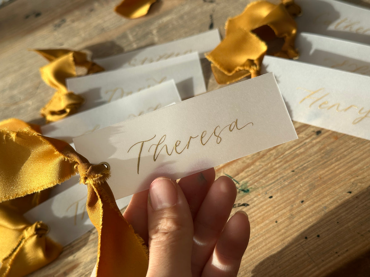 Custom Ribbon Wedding Place Cards | Vellum Translucent Card with Your Choice of Ribbon