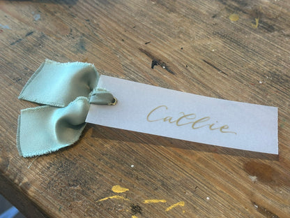 Custom Ribbon Wedding Place Cards | Vellum Translucent Card with Your Choice of Ribbon
