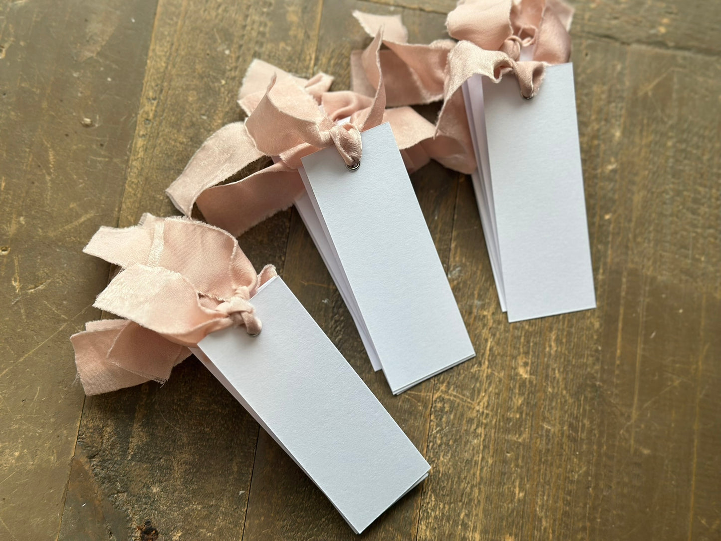 25 BLANK Blush Pink Ribbon Place Card with Eyelet | DIY Wedding Dinner Party Place Card, Write Your Own Place Setting | Pink, Baby Girl, Baby Shower