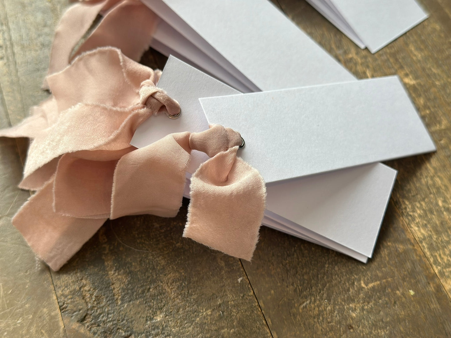 25 BLANK Blush Pink Ribbon Place Card with Eyelet | DIY Wedding Dinner Party Place Card, Write Your Own Place Setting | Pink, Baby Girl, Baby Shower