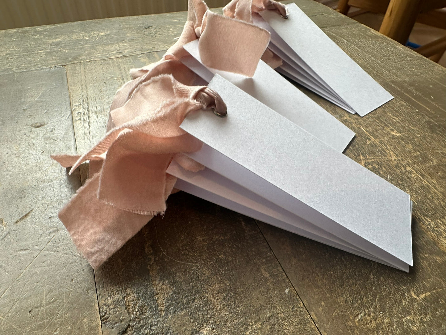 25 BLANK Blush Pink Ribbon Place Card with Eyelet | DIY Wedding Dinner Party Place Card, Write Your Own Place Setting | Pink, Baby Girl, Baby Shower
