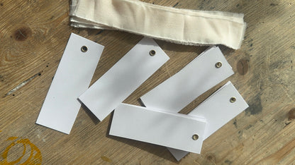 25 BLANK Custom Ribbon Place Card with Eyelet | DIY Wedding Dinner Party Place Card, Write Your Own Place Setting | Sage Green Navy Blush Blue Nude