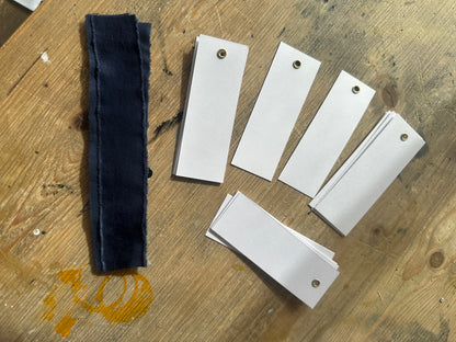 25 BLANK Navy Chiffon Ribbon Place Card with Eyelet | DIY Wedding Dinner Party Place Card, Write Your Own Place Setting