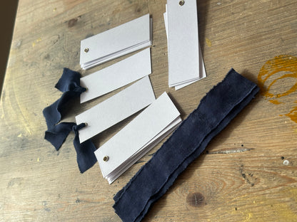 25 BLANK Navy Chiffon Ribbon Place Card with Eyelet | DIY Wedding Dinner Party Place Card, Write Your Own Place Setting