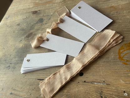25 BLANK Nude Chiffon Ribbon Place Card with Eyelet | DIY Wedding Dinner Party Place Card, Write Your Own Place Setting