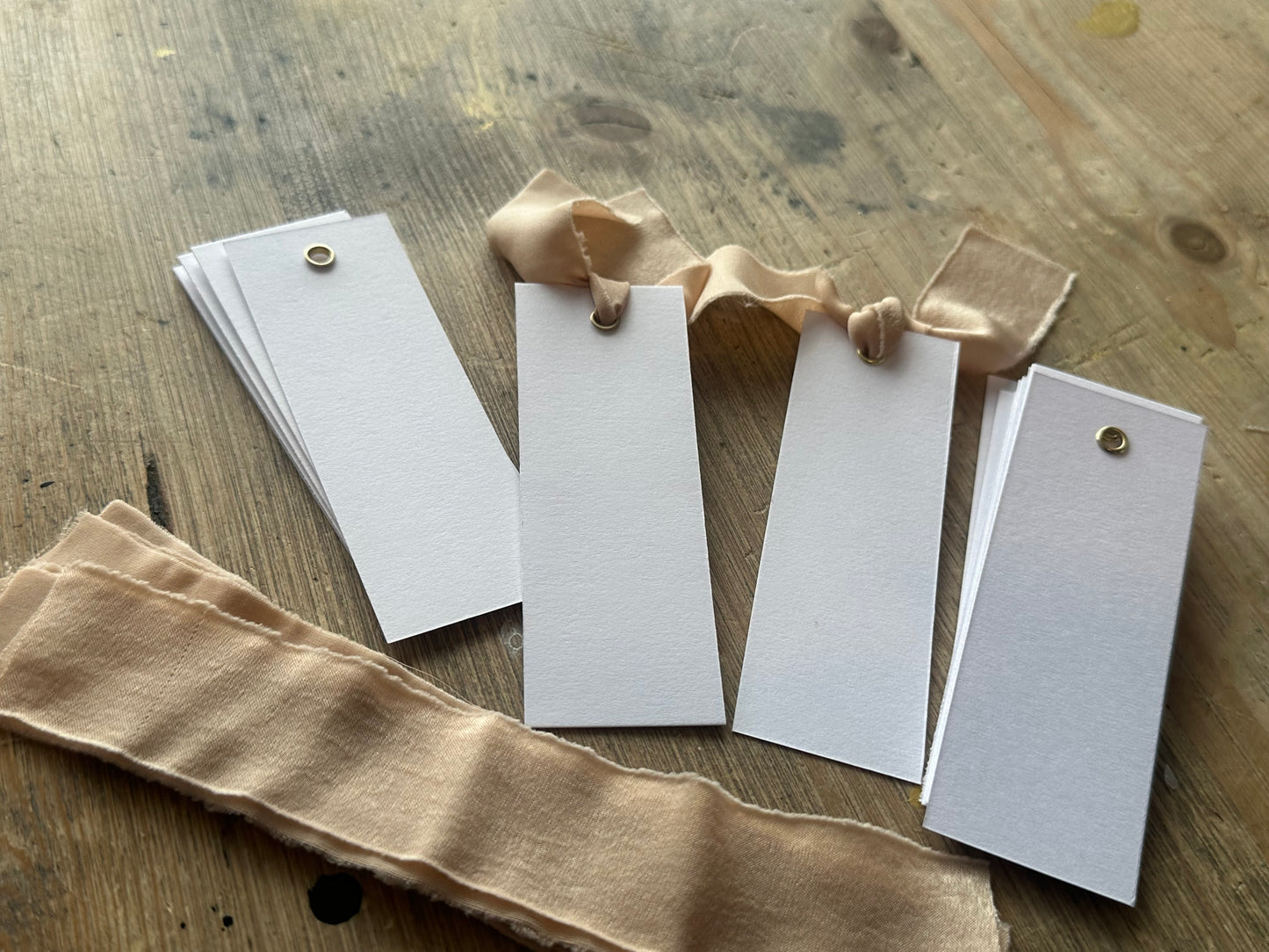 25 BLANK Nude Chiffon Ribbon Place Card with Eyelet | DIY Wedding Dinner Party Place Card, Write Your Own Place Setting