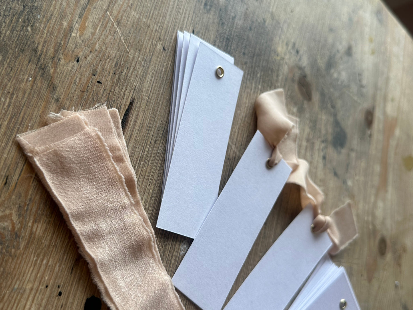 25 BLANK Nude Chiffon Ribbon Place Card with Eyelet | DIY Wedding Dinner Party Place Card, Write Your Own Place Setting