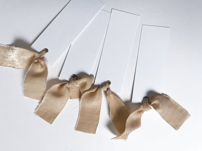25 BLANK Nude Ribbon Place Card with Eyelet | DIY Wedding Dinner Party Place Card, Write Your Own Place Setting