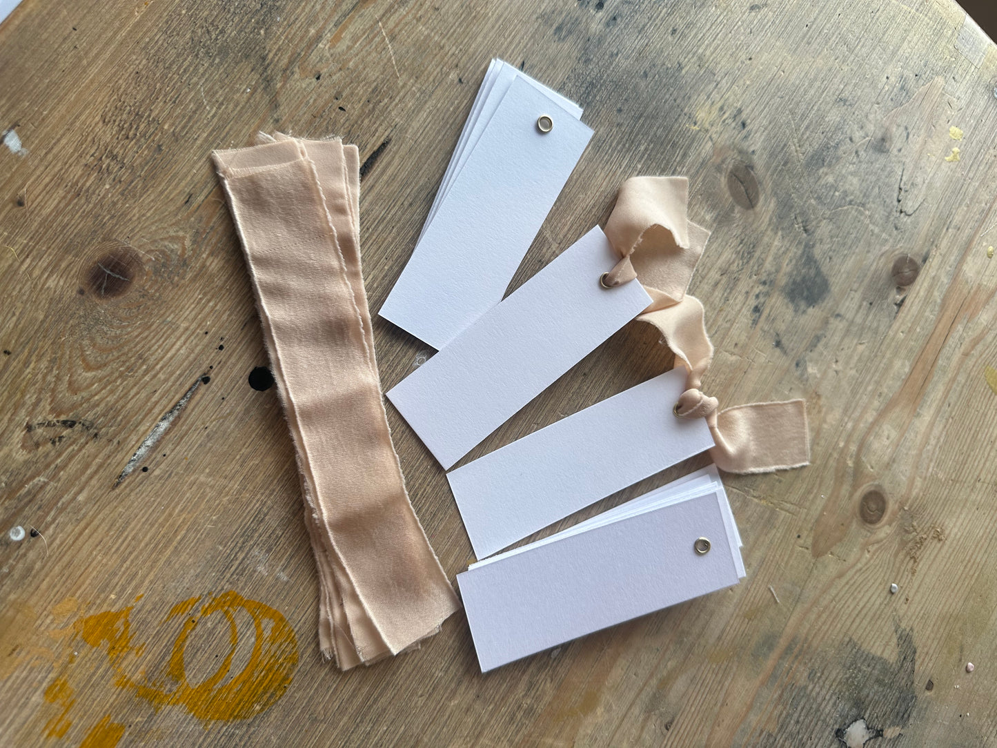25 BLANK Nude Chiffon Ribbon Place Card with Eyelet | DIY Wedding Dinner Party Place Card, Write Your Own Place Setting