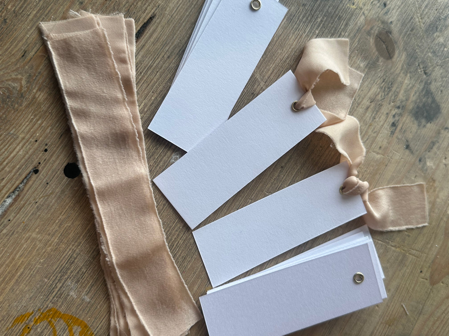 25 BLANK Nude Chiffon Ribbon Place Card with Eyelet | DIY Wedding Dinner Party Place Card, Write Your Own Place Setting