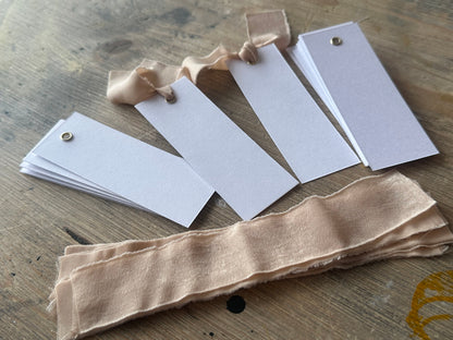 25 BLANK Nude Chiffon Ribbon Place Card with Eyelet | DIY Wedding Dinner Party Place Card, Write Your Own Place Setting