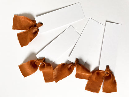25 BLANK Ochre Orange Ribbon Place Card with Eyelet | DIY Wedding Dinner Party Place Card, Write Your Own Place Setting