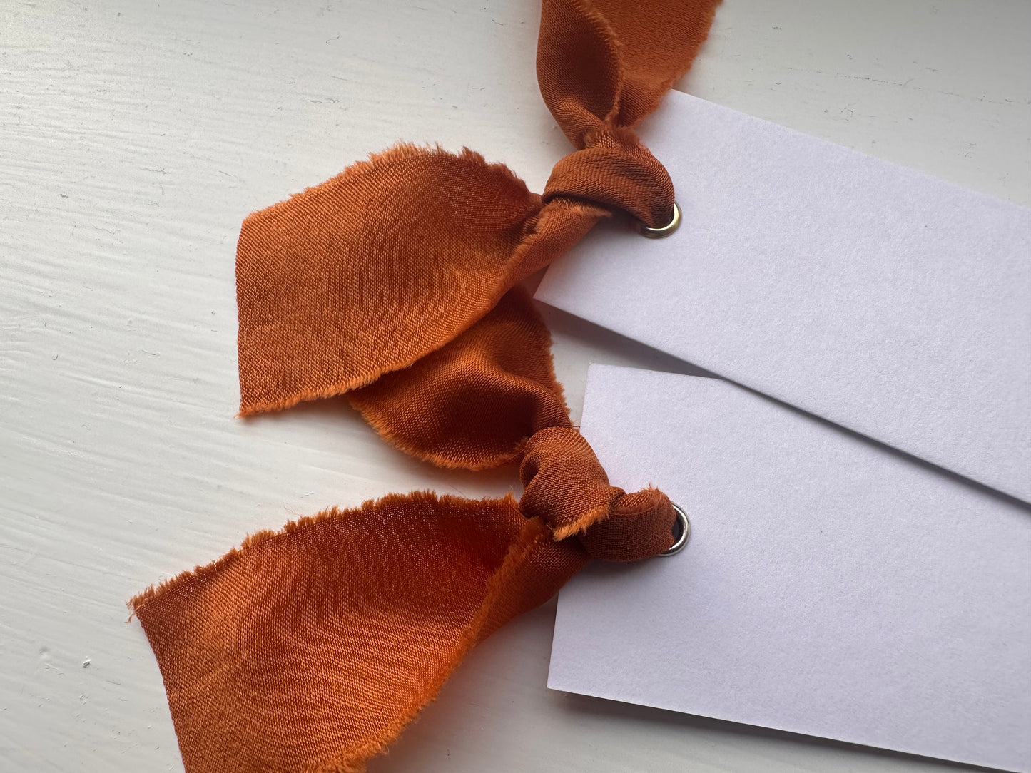 25 BLANK Ochre Orange Ribbon Place Card with Eyelet | DIY Wedding Dinner Party Place Card, Write Your Own Place Setting