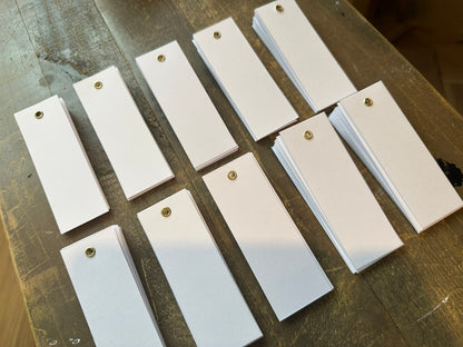 25 BLANK WHITE Place Card with or without Eyelet | DIY Wedding Dinner Party Place Card, Write Your Own Place Setting | DIY Add Own Ribbon Calligraphy Wedding Place Name Card