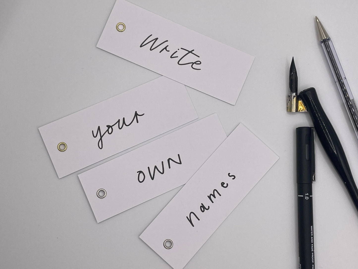 25 BLANK WHITE Place Card with or without Eyelet | DIY Wedding Dinner Party Place Card, Write Your Own Place Setting | DIY Add Own Ribbon Calligraphy Wedding Place Name Card