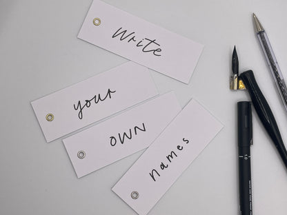 25 BLANK WHITE Place Card with or without Eyelet | DIY Wedding Dinner Party Place Card, Write Your Own Place Setting | DIY Add Own Ribbon Calligraphy Wedding Place Name Card