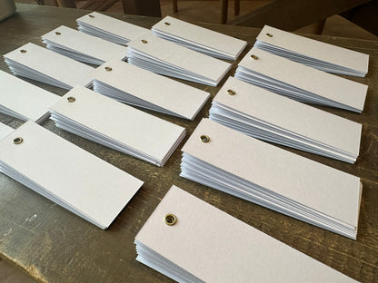 25 BLANK WHITE Place Card with or without Eyelet | DIY Wedding Dinner Party Place Card, Write Your Own Place Setting | DIY Add Own Ribbon Calligraphy Wedding Place Name Card