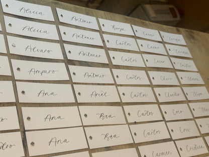 White Calligraphy Place Cards with Eyelet | DIY Add Your Own Ribbon Place Card