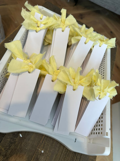 25 BLANK Butter Yellow Ribbon Place Card with Eyelet | DIY Wedding Dinner Party Place Card, Write Your Own Place Setting | Yellow  Wedding Baby Shower