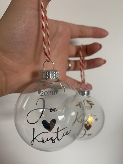 Personalised Glass Feather Bauble, Wedding Gift, Proposal Keepsake, Wife Gift, Fiancé Memento, Engagement Decor
