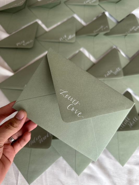 Calligraphy C6 Envelopes | Matte Coloured Envelope with Hand Written Calligraphy Name
