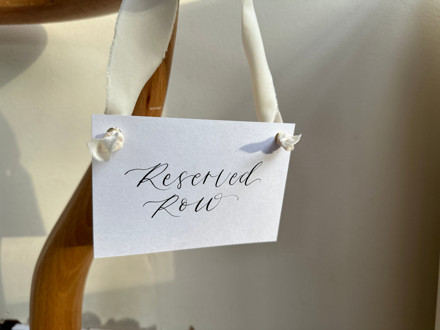 White Card with Ribbon | Reserved Chair Sign