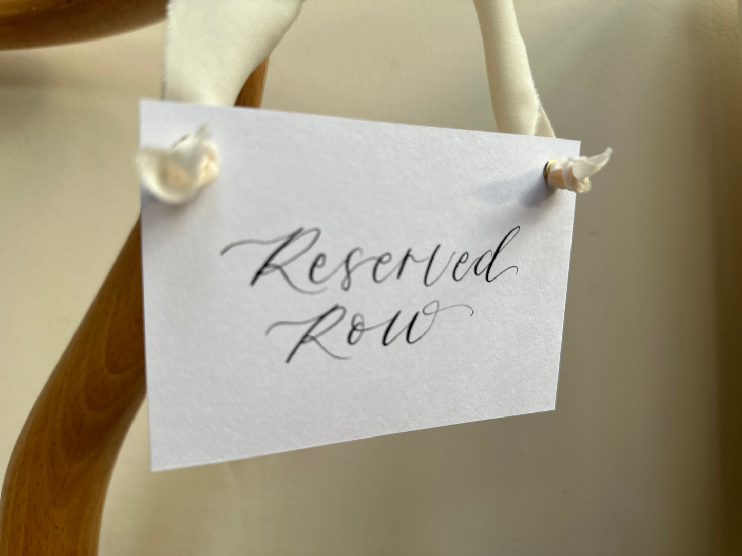 White Card with Ribbon | Reserved Chair Sign