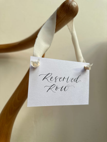 White Card with Ribbon | Reserved Chair Sign