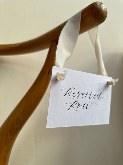 White Card with Ribbon | Reserved Chair Sign