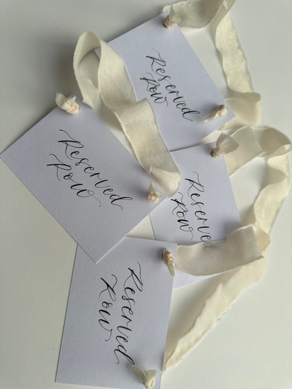White Card with Ribbon | Reserved Chair Sign