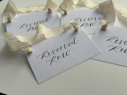White Card with Ribbon | Reserved Chair Sign