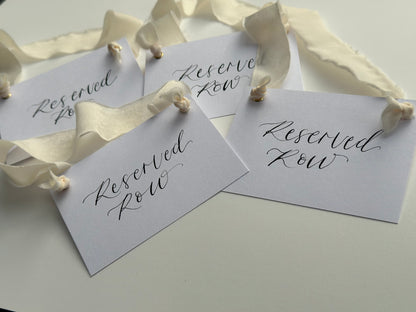 White Card with Ribbon | Reserved Chair Sign