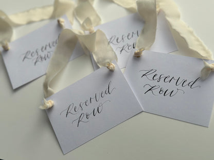 White Card with Ribbon | Reserved Chair Sign