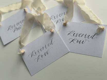 White Card with Ribbon | Reserved Chair Sign