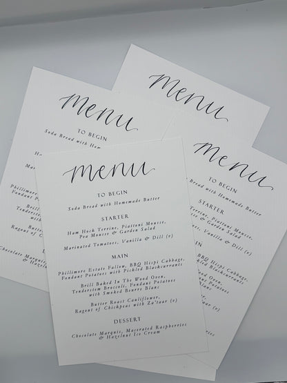 Calligraphy Title Menu Sign with | Printed Personalised Wedding Menu Sign