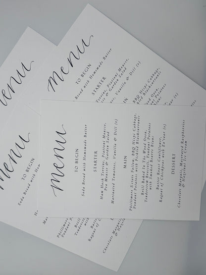 Calligraphy Title Menu Sign with | Printed Personalised Wedding Menu Sign