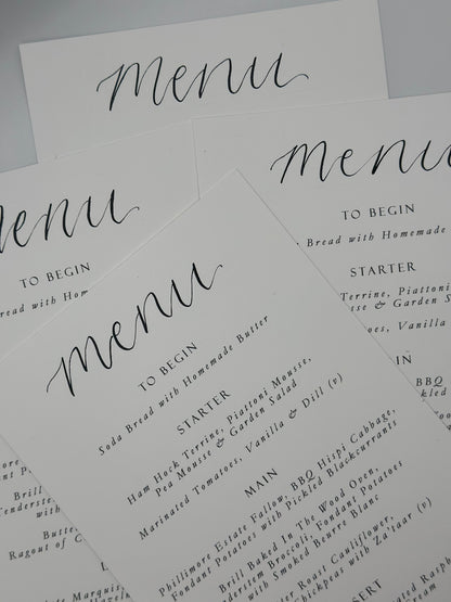 Calligraphy Title Menu Sign with | Printed Personalised Wedding Menu Sign