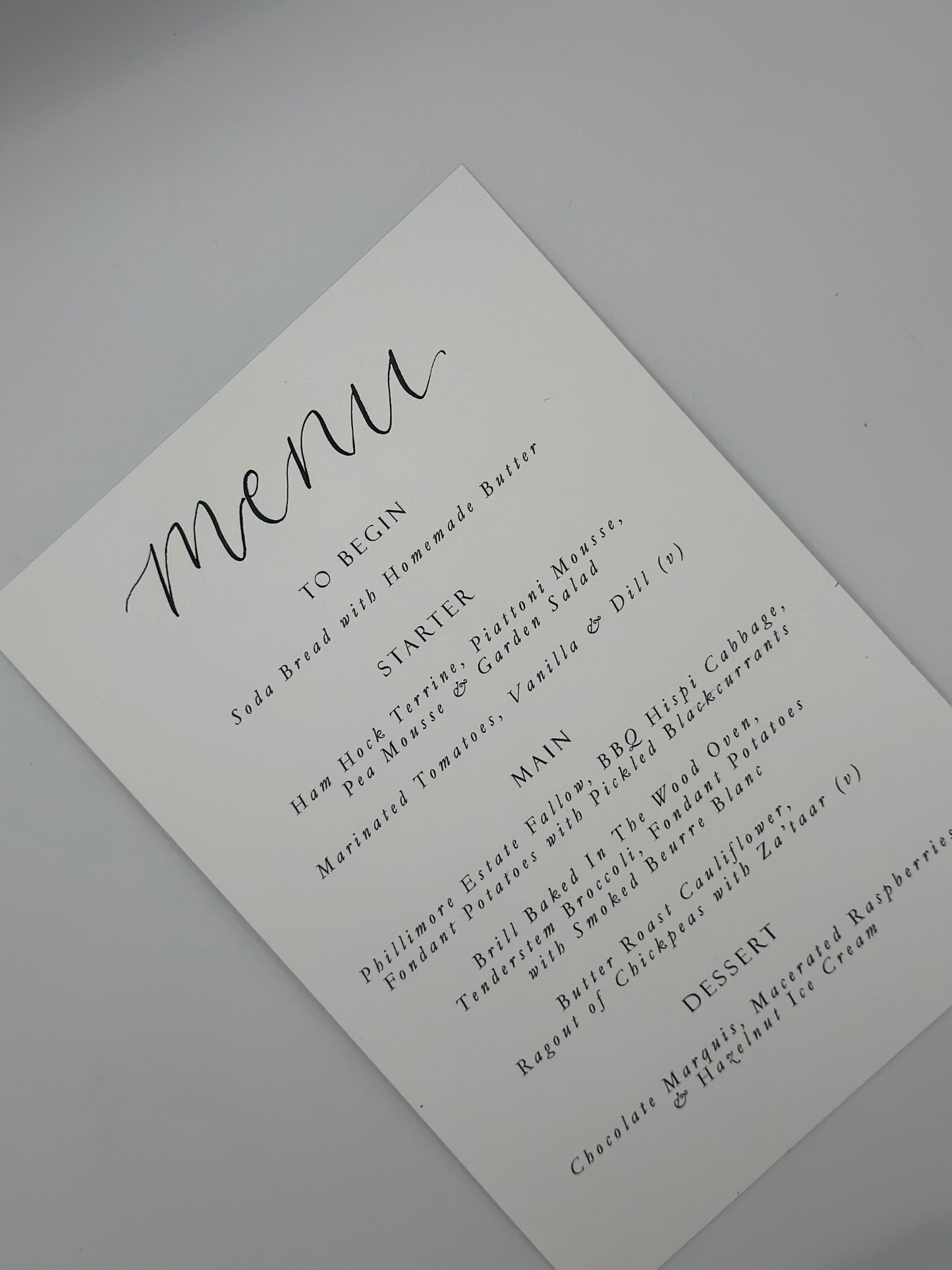 Calligraphy Title Menu Sign with | Printed Personalised Wedding Menu Sign